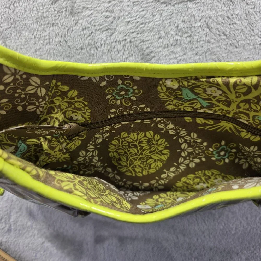 Vera Bradley Tied Together Hobo Bag Womens Brown Sittin in a Tree Birds Purse